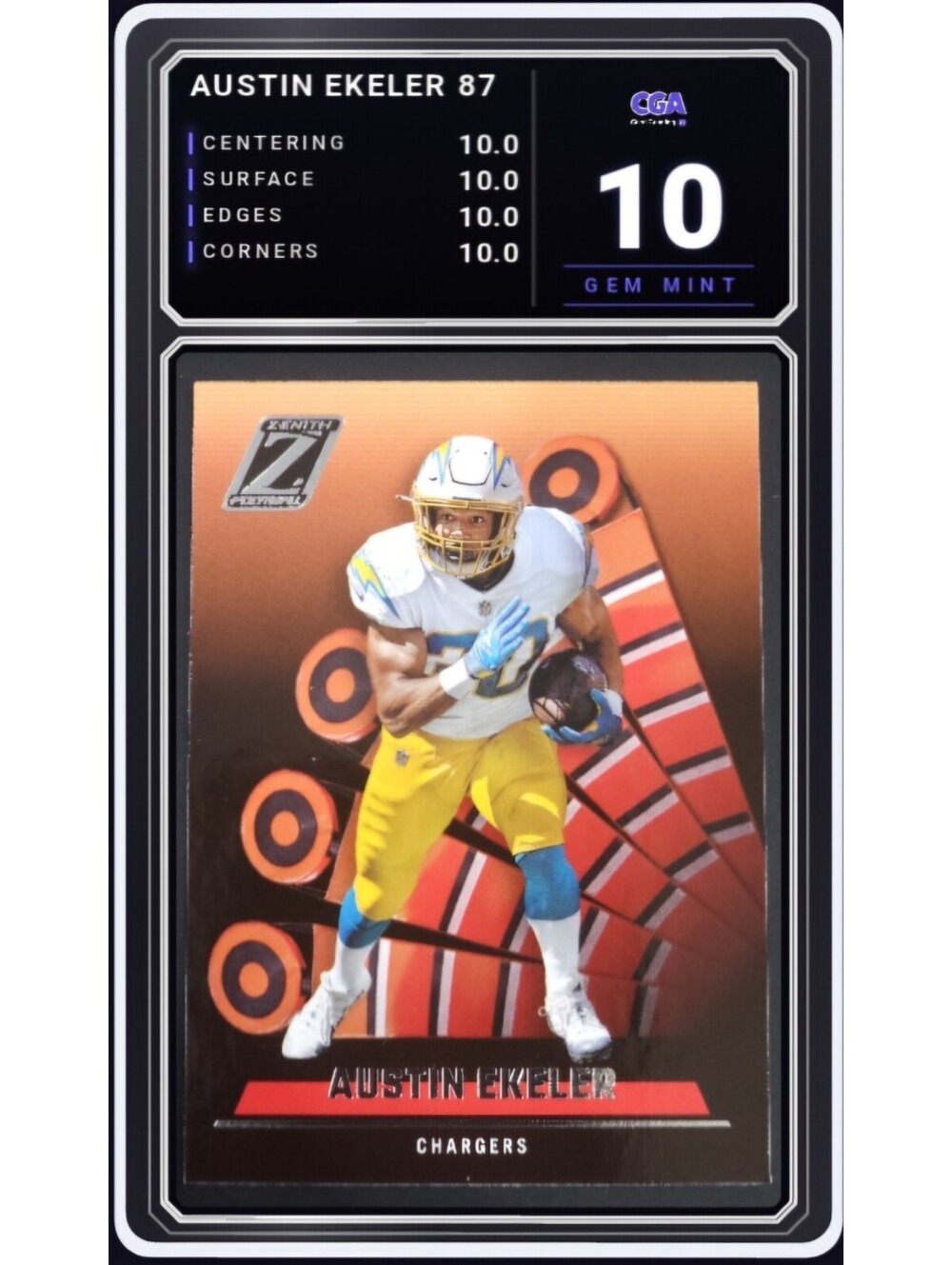 2022 Panini Zenith #87 Austin Ekeler Los Angeles Chargers CGA 10.0 Digital Grade